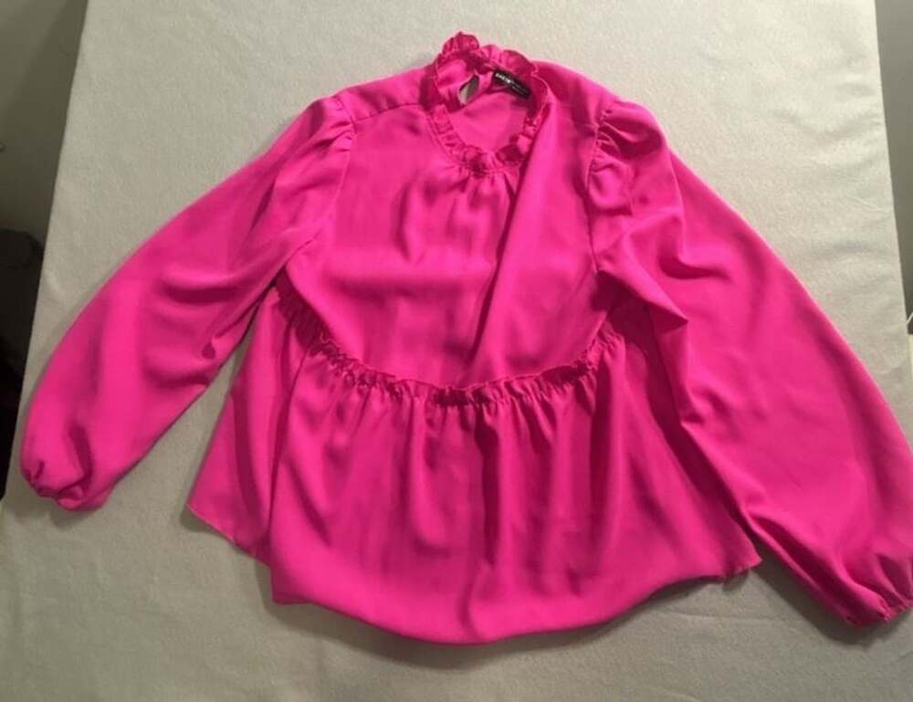 SHEIN Blouse Size L EU 40/42 US 8/10 Hot Pink Ruffle Peplum